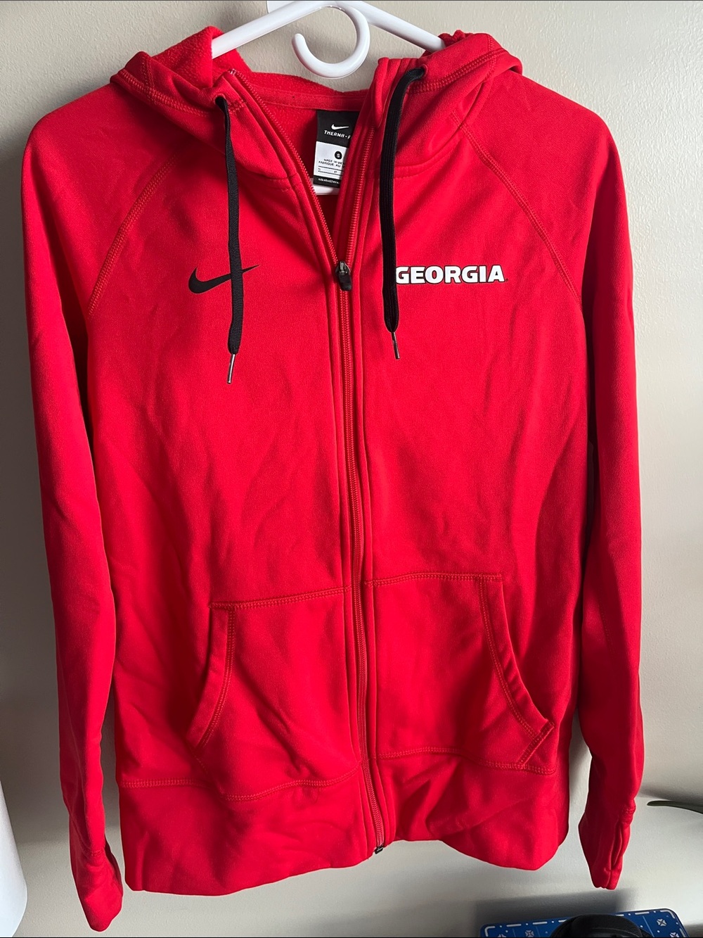 Nike Red Georgia Zip Hoodie with Black Accents